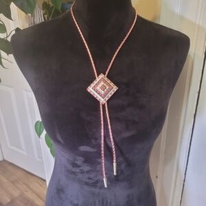 Chic Pink Metallic Bolo Tie Western Handmade/J79